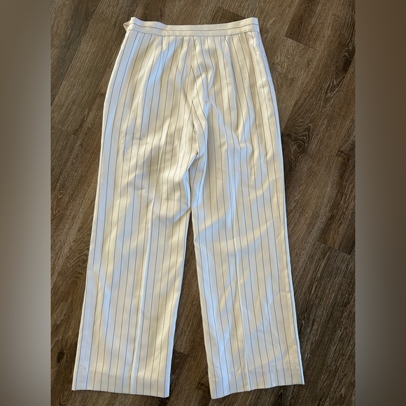 Lauren Ralph Lauren 100% silk white/black pinstripe dress pants size 6P timeless - Picture 2 of 6